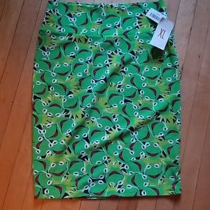 LuLaRoe Cassie Kermit the Frog Skirt XL - NWT 🐸💚